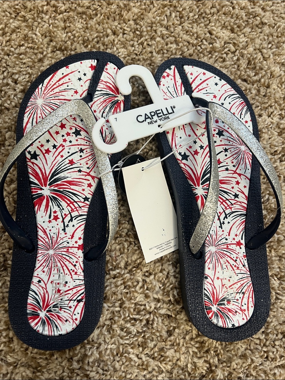 Capelli New York Red, White & Navy Fireworks Flip Flops